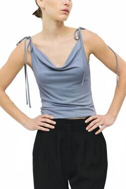 NEW ALL : ROW parker cowl neck top in blue